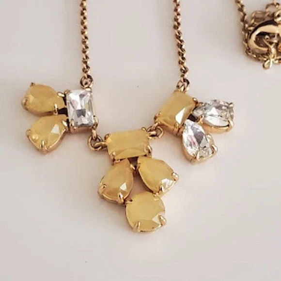 Kate Spade Secret Garden Necklace Butterscotch and Clear Colored Stones - Picture 4 of 7